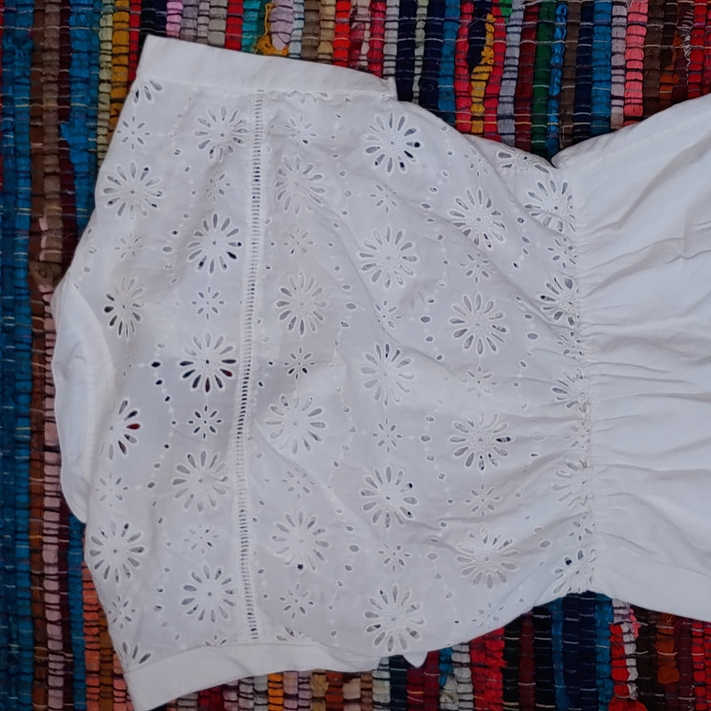 Veronica Beard White Eyelet Button-Down Mini Dress - Picture 11 of 15